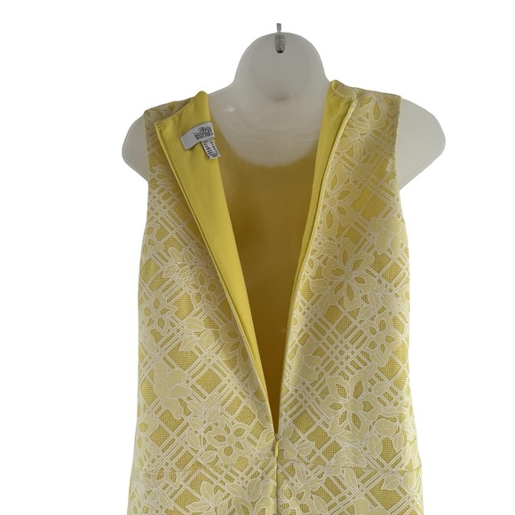 Belle Badgley Mischka Dress Womens 8 Yellow Lace Shift Sheath Chain Neckline - Picture 8 of 16